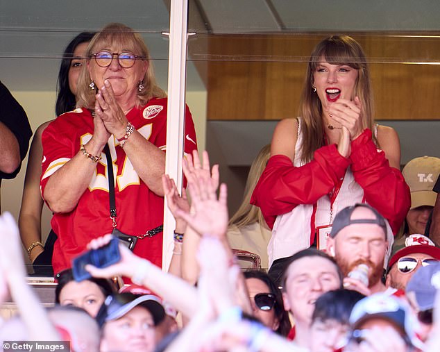 The 33-year-old singer was spotted at the Kansas City Chiefs game on Sunday with her new love interest, Travis Kelce's mother, Donna Kelce.