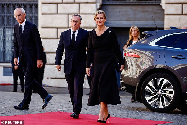 Sophie, Duchess of Edinburgh (pictured right) attended the state funeral of former Italian President Giorgio Napolitano today