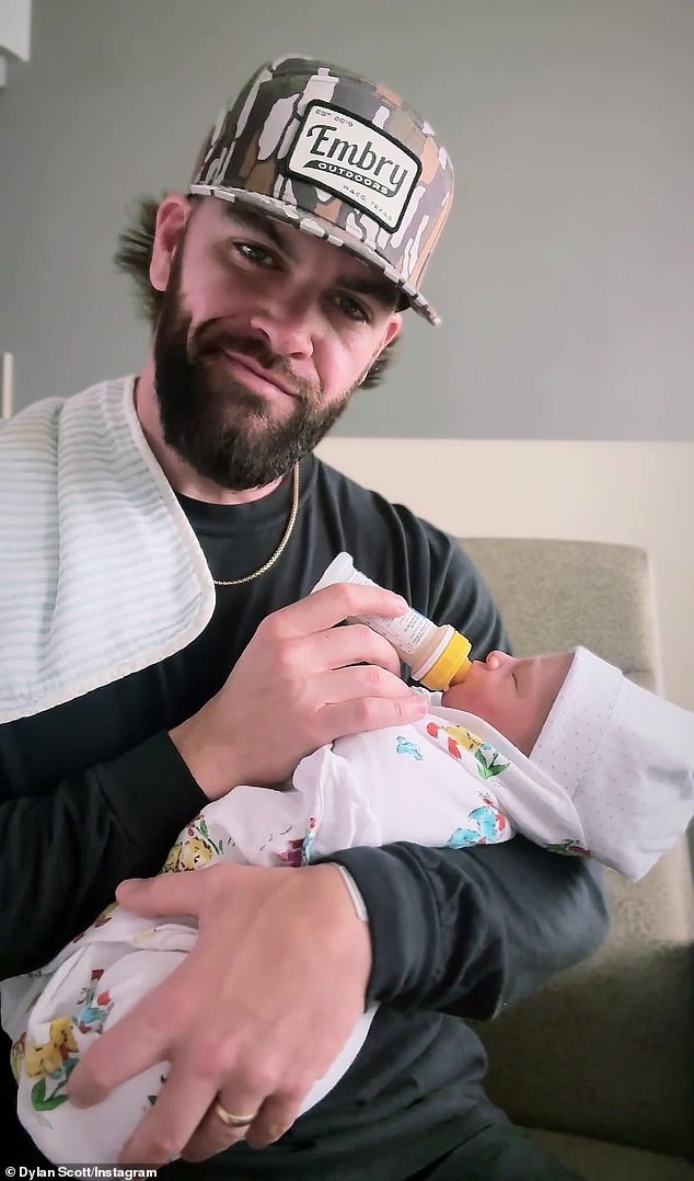 Live his best life!  Dylan Scott and his wife of seven years, Blair Anderson Robinson, welcomed their third child – a son named Barron – in Nashville on Tuesday at 7:19 PM EST (photo Thursday)