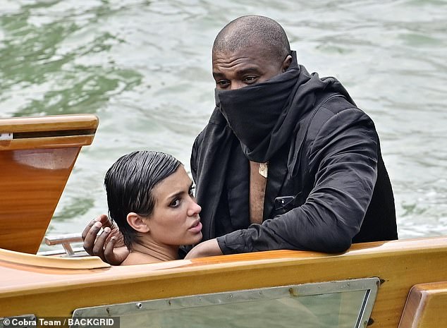 Friends of Bianca Censori, 28, are 'extremely concerned' amid an ongoing police investigation into her lewd behavior with Kanye West, 46, on a boat trip in Venice, Italy (pictured)