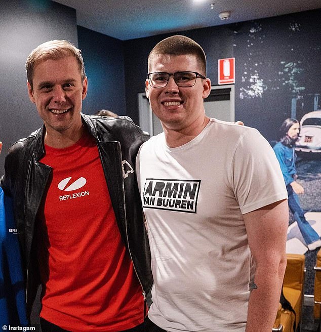 Ryan Lachlan Martin, 25 (pictured right, next to Dutch DJ Armin Van Buuren) has been charged with endangering the safety of an aircraft