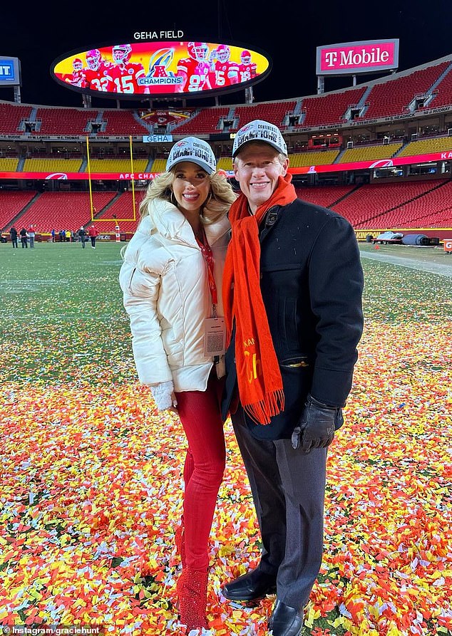 Gracie pictured with her father at the Super Bowl in February 2023