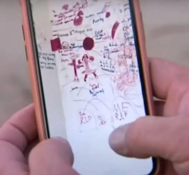 A tradesman shows an image he made at Erin Patterson's house.  It contained disturbing images scrawled on the wall of her dining room