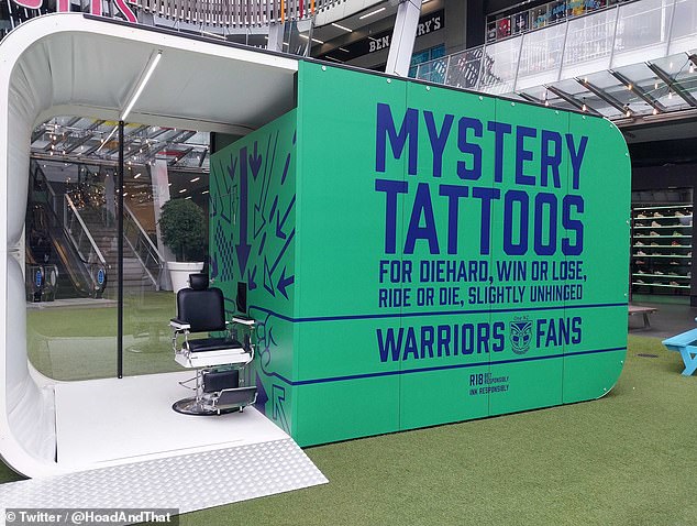 The pop-up tattoo parlor gave Warriors fans the chance to get a free and permanent design on their arm ahead of the NRL final