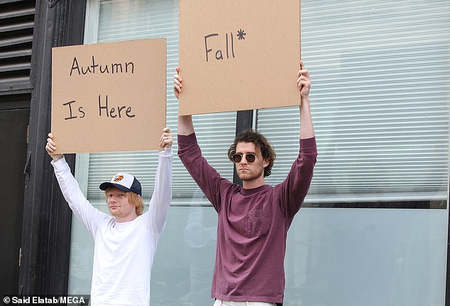 Fall is here!  Ed Sheeran took to the streets of New York to plug his new album Autumn Variations