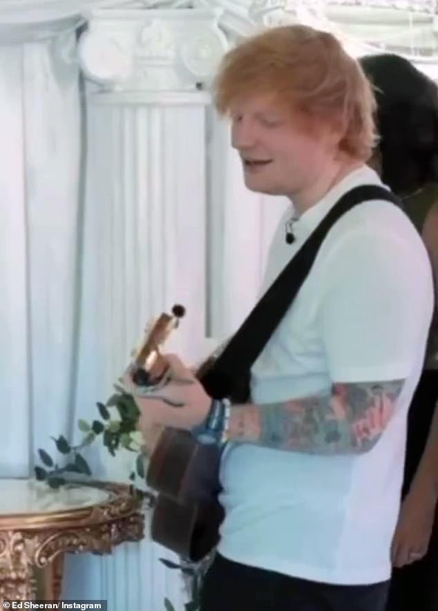 Surprise: Ed Sheeran made a newlywed's dream come true by storming their wedding ceremony and serenading them with a song from his new album