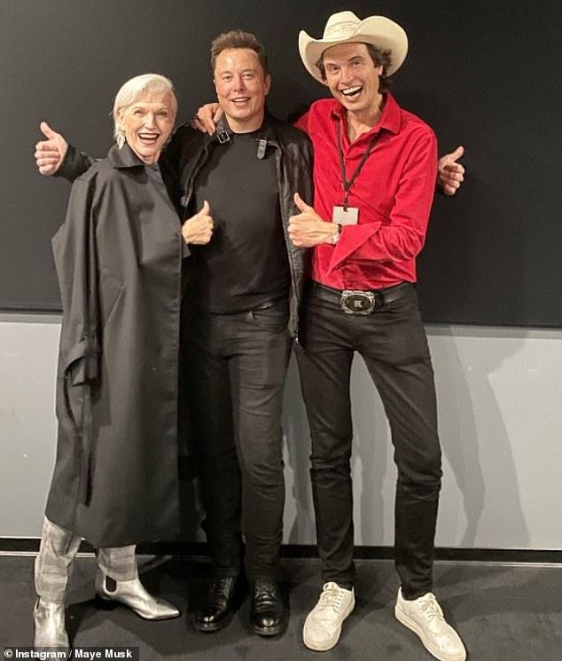 Kimbal Musk (right) cut off all contact with his father after finding out he had impregnated Jana.  Also pictured Maye Musk, left, with Elon