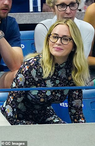 Emily Blunt, 40, looked to be having a great time at the US Open with her family by her side