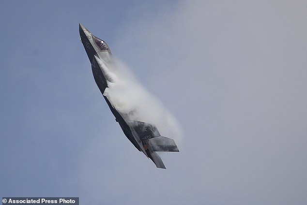 A U.S. Marine Corps F-35B Lightning II takes part in an aerial display during the 2022 Singapore Airshow at the Changi Exhibition Center in Singapore, on February 15, 2022