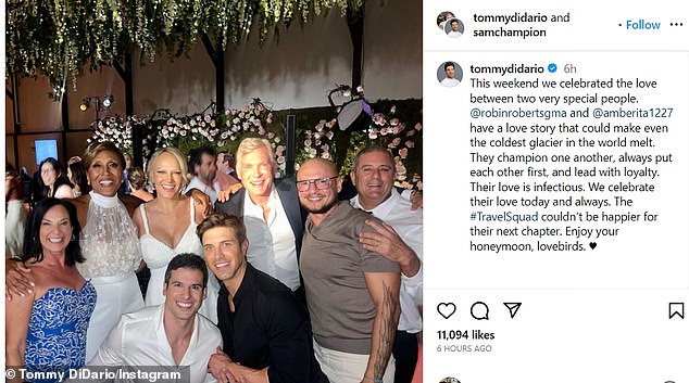 Sam Champion, meteorologist and co-star of Roberts, celebrated the couple with his husband Rubem Robierb