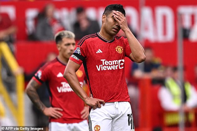 Casemiro endured a miserable afternoon as Manchester United slumped to a loss to Brighton