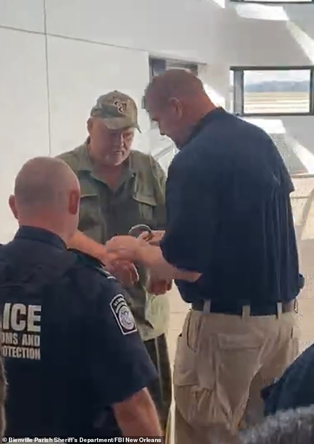 The fugitive was found and arrested Tuesday in Huatulco, Mexico, after the FBI received a tip earlier this month and cooperated with Mexican immigration authorities.  He is pictured here after returning to the US from Mexico