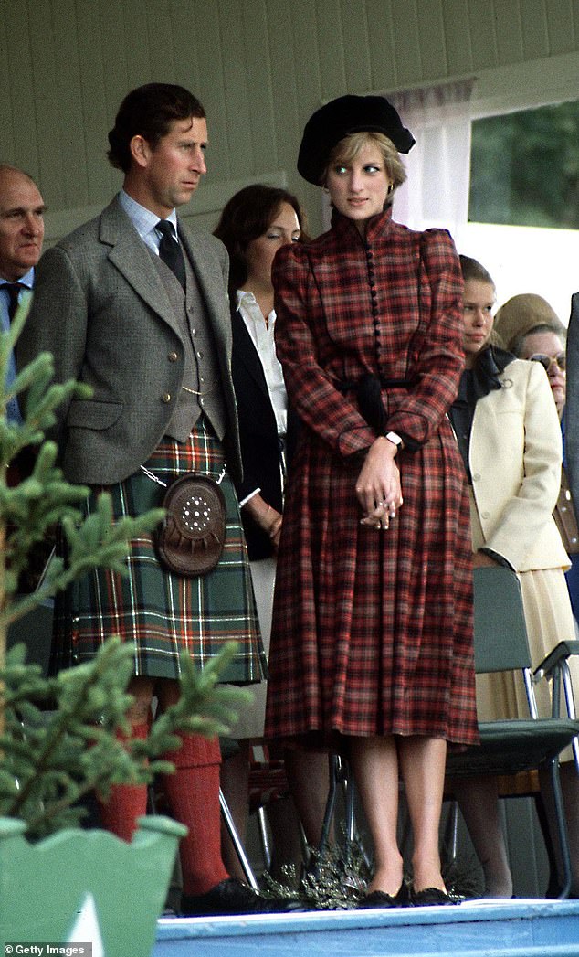 Diana Princess of Wales, pictured at the 1981 Braemar Games, was descended from both Charles II and James II