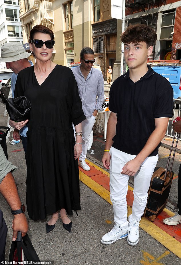 Muse: Evangelista was also spotted with her son at a book signing last week