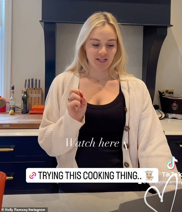 Here we go: Earlier this week, Holly shared her plans for a series called Trying This Cooking Thing with her 3,000 followers on TikTok