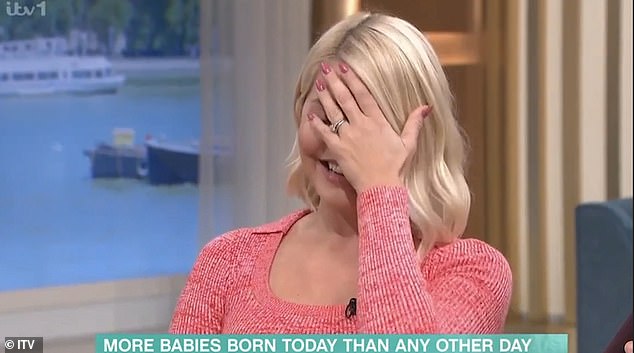 Oops: Holly Willoughby was left red-faced on Wednesday as she made an accidental sex confession live on This Morning