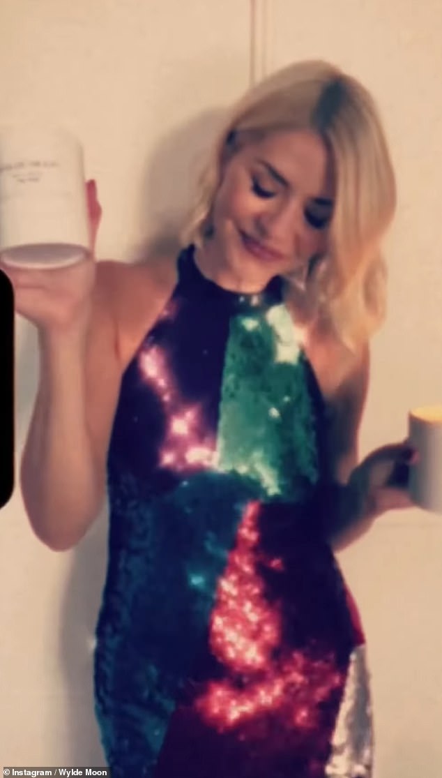 Wow!  Holly Willoughby celebrated the second anniversary of her lifestyle brand Wylde Moon on Wednesday by sharing a fun clip in a sequinned mini dress on Instagram.