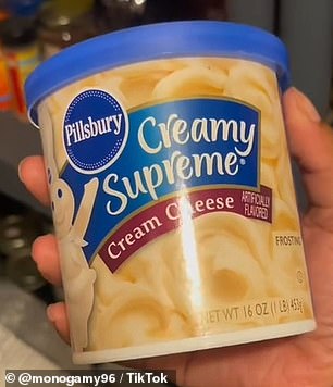 This can of Pillsbury cream cheese frosting was also out of date