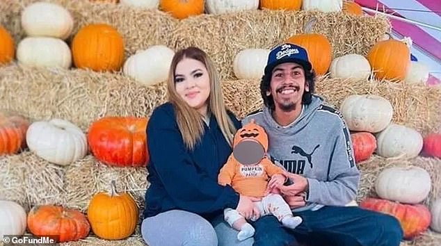 One image on the GoFundMe set up for the family shows the child, whose gender has not been released by police, dressed in a pumpkin costume in the arms of her parents Carlos Loera, 21, and Ashley Guzman, 18. It is the last Halloween they would spend together