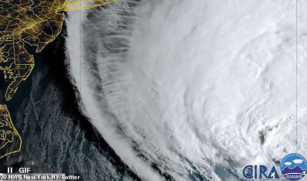 Satellite images shared Friday show the size of the storm