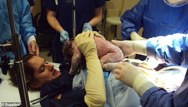 Lydia's first birth was extremely traumatic, then her baby was taken from her.  After feeling like a failure, her second birth (pictured here) was a healing experience