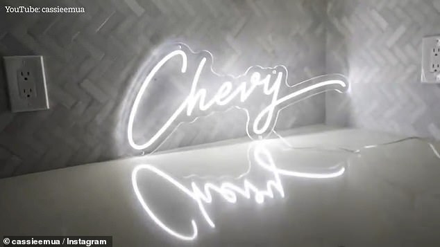 The couple revealed the baby's name in their YouTube video by turning off the lights in their home and turning them back on to illuminate the Chevy name.