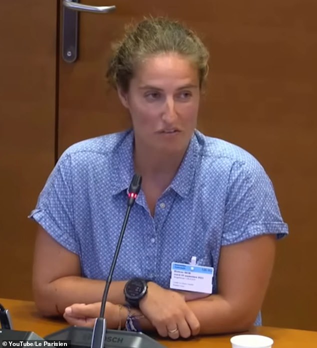 Angelique Cauchy (pictured testifying in French Parliament) has revealed she was raped 400 times by her coach at the age of 12