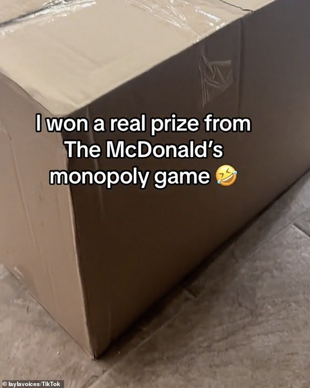 Layla, from London, won a prize on McDonald's Monopoly, but she didn't expect what she received