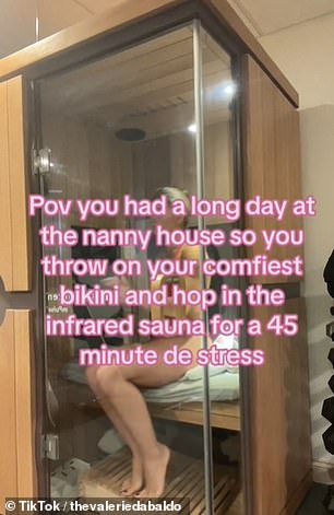 Valerie documented her life as a nanny on TikTok and shared a video showing how she unwinds in her host family's infrared sauna