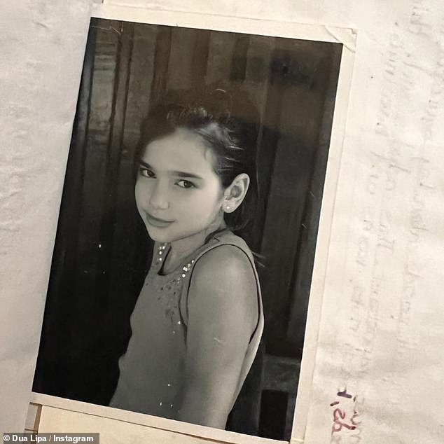 Cute!  Dua Lipa, 28, looked adorable in sweet throwback snap as she unveils her childhood scrapbook on Instagram