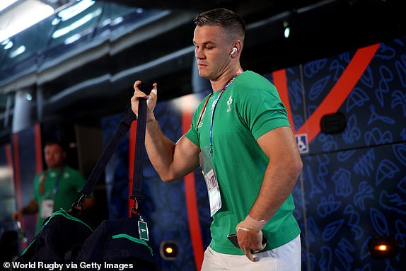 BORDEAUX, FRANCE – SEPTEMBER 09: Johnny Sexton of Ireland arrives at the stadium ahead of the Rugby World Cup France 2023 match between Ireland and Romania at Nouveau Stade de Bordeaux on September 9, 2023 in Bordeaux, France.  (Photo by Adam Pretty - World Rugby/World Rugby via Getty Images)