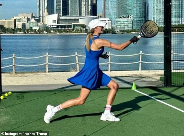 The former first daughter took to her Instagram Stories on Sunday to post photos of her in action at Reserve Padel in Miami