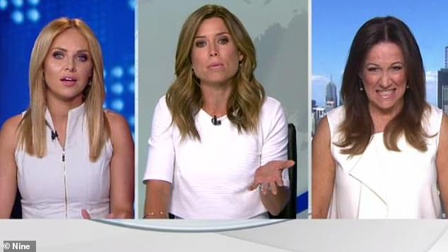 In January 2017, footage was leaked of Nine presenter Amber Sherlock (centre) berating sports presenter Julie Snook (left) for wearing an outfit similar to hers.