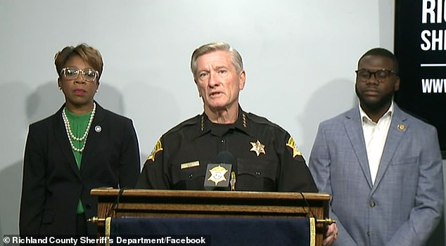 Richland County Sheriff Leon Lott (center) said at a news conference Monday that the incident related to a dispute that occurred years ago.  He confirmed that it was not about gangs, but that it was 'just teenagers making stupid decisions'