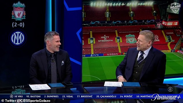 The Liverpool legend was quick to tease former Man United goalkeeper Peter Schmeichel.