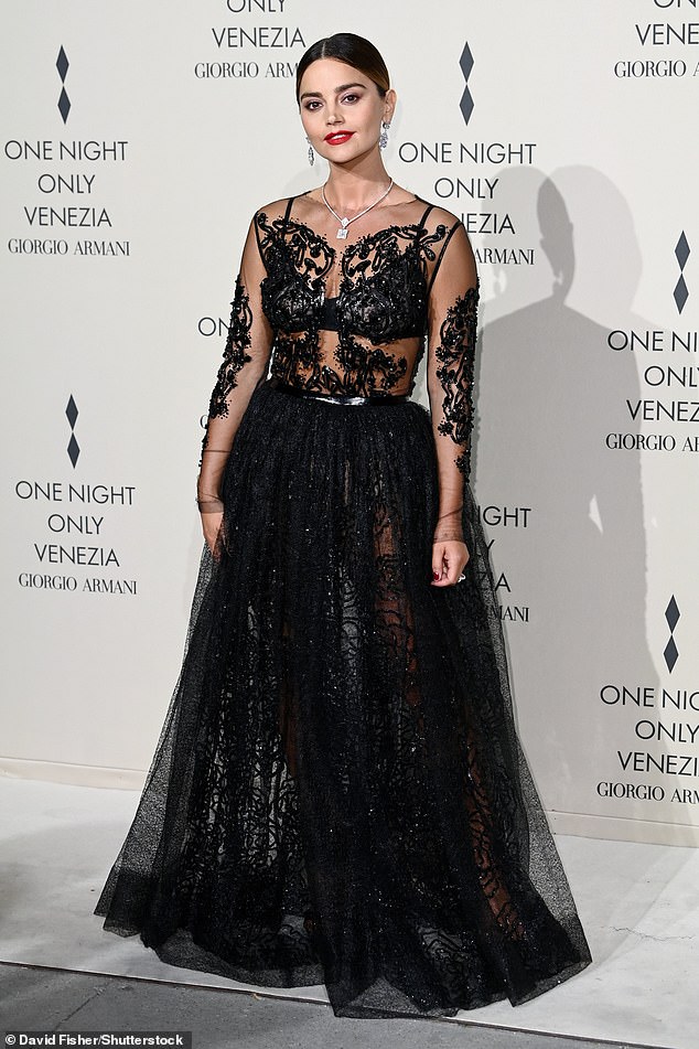 Bang!  Jenna Coleman put on another elegant show in a vamped-up look as she joined a slew of stars at Giorgio Armani's glitzy One Night In Venice event Saturday