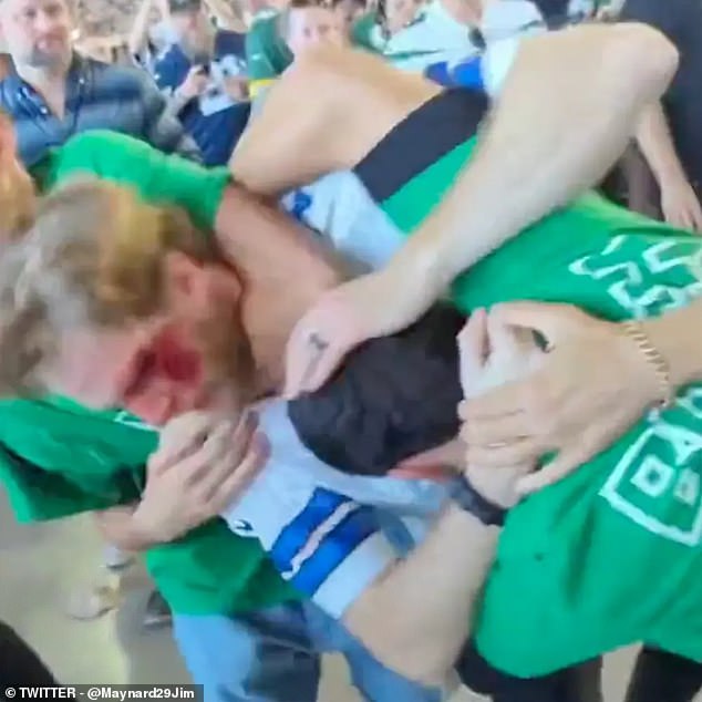 Two New York Jets fans fought with a Dallas Cowboys fan at AT&T Stadium on Sunday