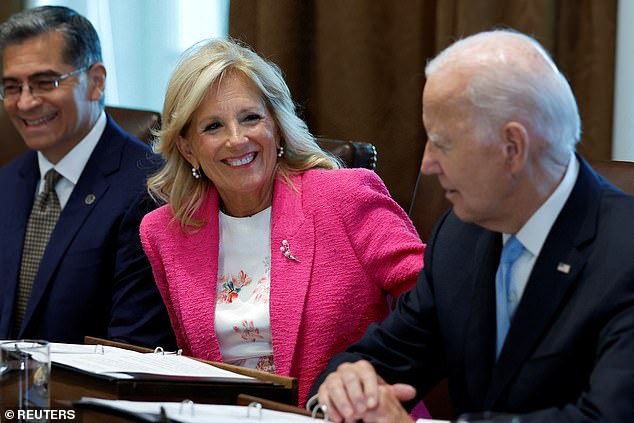 Jill Biden reached out to get Joe Biden's attention when asked about the impeachment inquiry against him