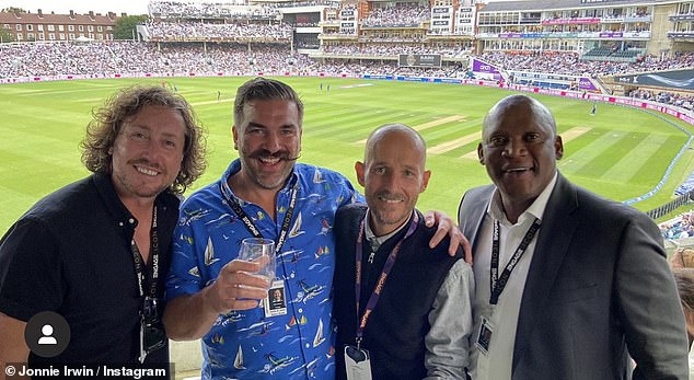 Looking great!  Jonnie Irwin, 49, appeared in good spirits as he enjoyed England's final match against New Zealand at The Oval on Wednesday