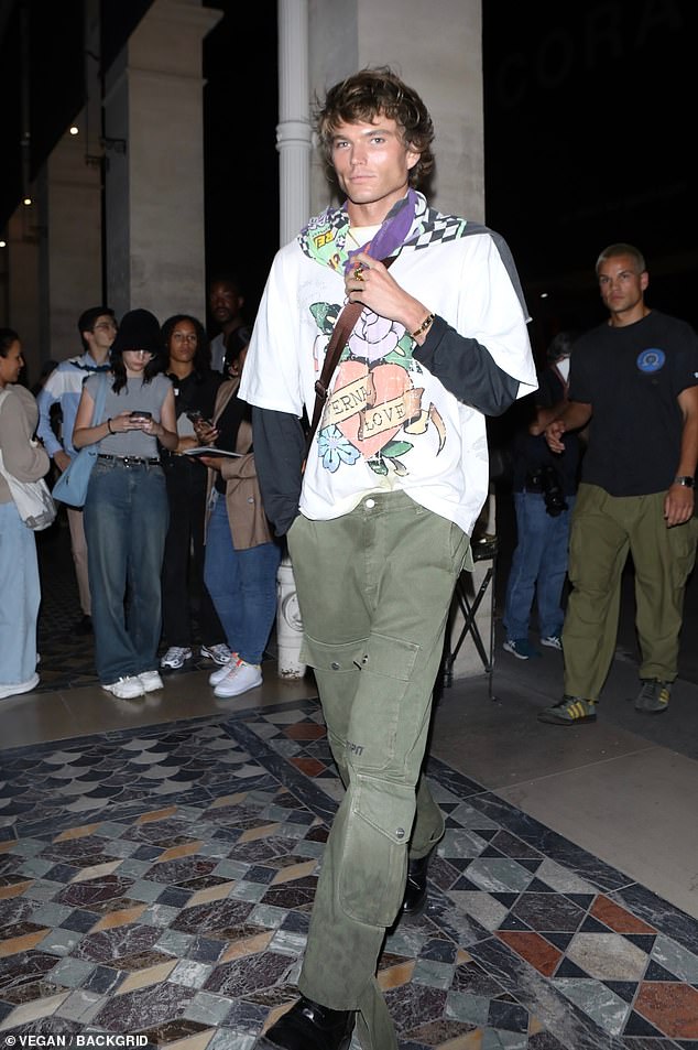 Jordan Barrett certainly lived up to his reputation as a well-connected young man at Paris Fashion Week.  Pictured