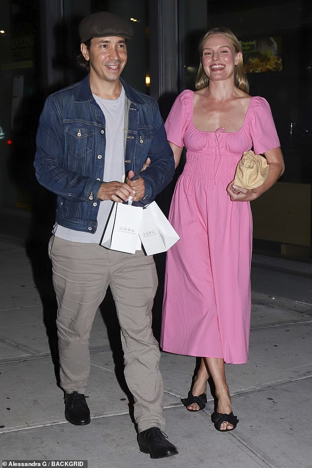 Getting out: Kate Bosworth and Justin Long were spotted arriving at a hotel in New York City on Tuesday evening