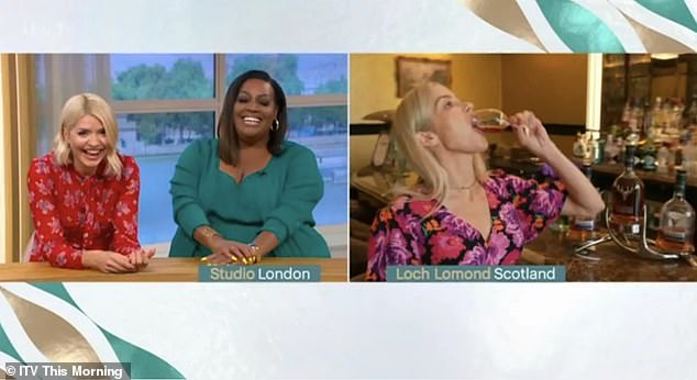 Chaos: Kate Lawler, 43, downed £400 shot and joked 'ITV will pay for it' after being seduced by Alison Hammond as This Morning descends into chaos