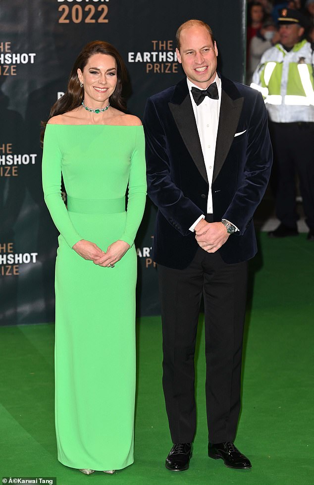 The Princess of Wales will not attend Prince William's Earthshot Awards ceremony this year as she wants to be at home to support Prince George during his exams.  Pictured is the couple at last year's event