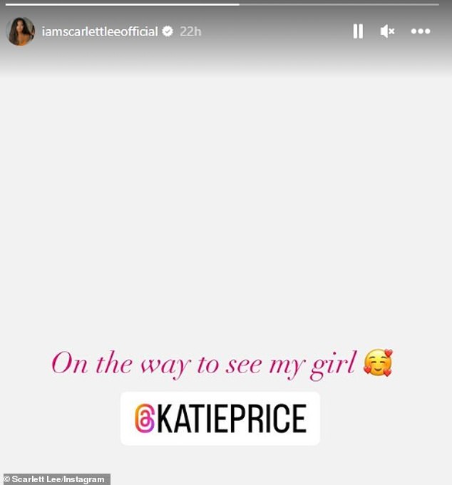 Scarlett took to Instagram ahead of their meeting.  She wrote: 'On my way to my girl @katieprice'