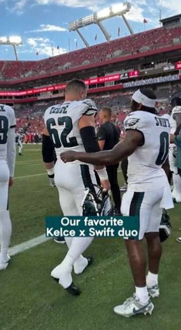 Philadelphia Eagles saw the funny side when Kelce and Swift lined up in front of them on Monday