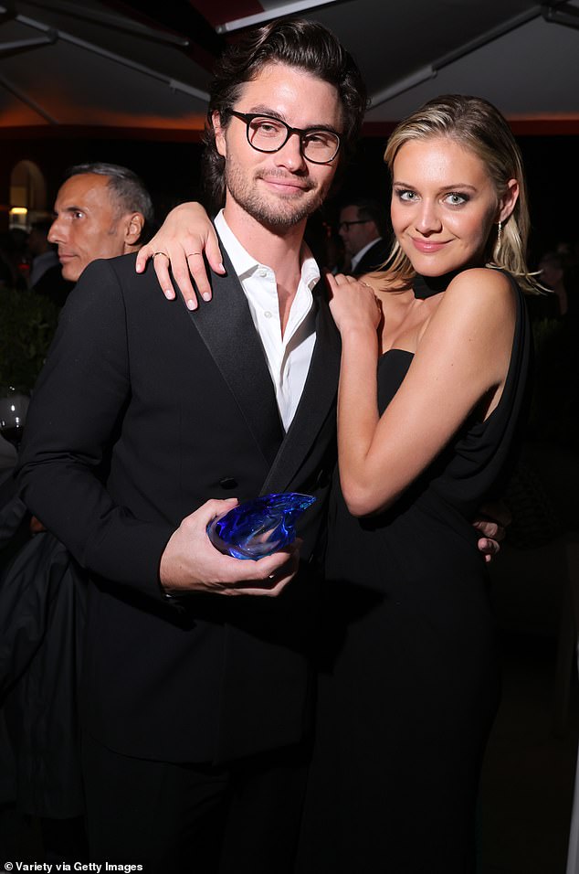 Picture perfect: Kelsea Ballerini stunned with her boyfriend Chase Stokes on Thursday as they attended the Venice Variety and Golden Globes Film Festival