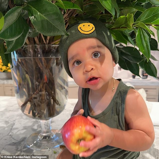 Cutie pie: Proud mom Khloe Kardashian, 39, shared an adorable photo of her one-year-old son Tatum on Saturday