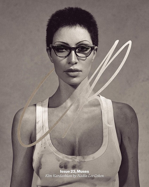 Wow: Kim Kardashian looked unrecognizable when she wore a shaved head and glasses for an extremely edgy cover of CR Fashion Book this week