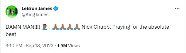 LeBron James leads the tributes to Nick Chubb after Browns