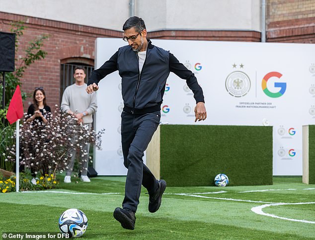 The leaked salary data shows that Google employees of black or African descent earned, on average, more than $20,000 less than their white or Asian counterparts.  Above, Sundar Pichai, CEO of Google, at a press event in Berlin for the German women's national team